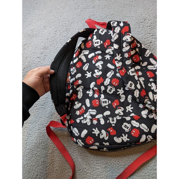 Disney Store Mickey Mouse Backpack All Over Print Black Red‎ White Adult School - Picture 8 of 11